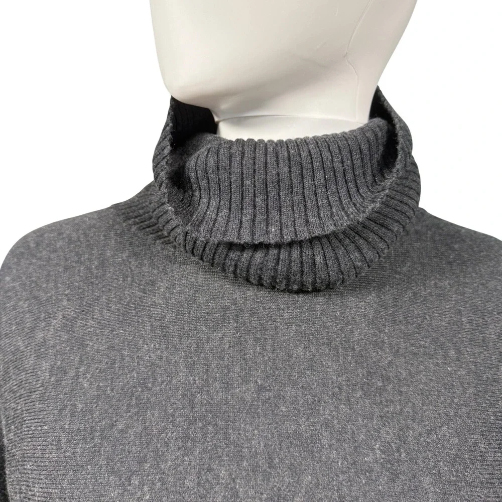 Banana Republic Small Silk Cashmere Turtleneck Sweater Gray Dark Academia Office